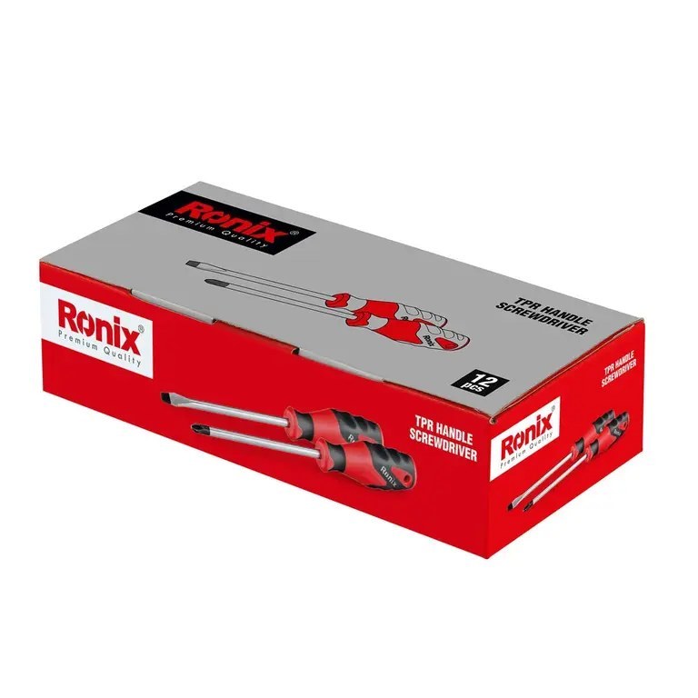 پیچ گوشتی تکی دسته TPR دو رنگ 125*5 دوسو RH-2743 رونیکس