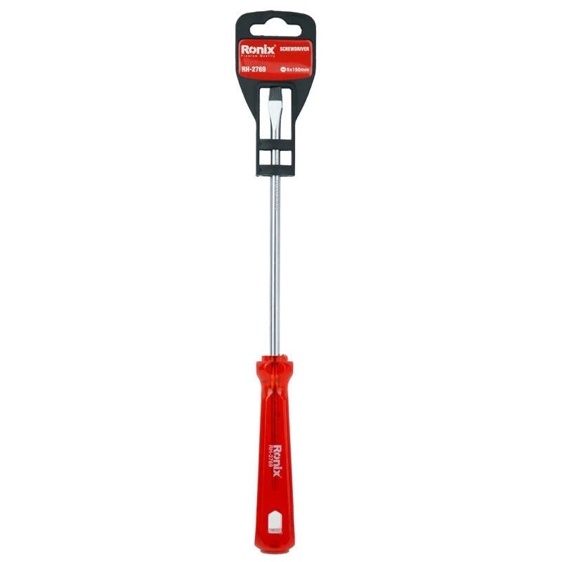 پیچ گوشتی تکی دسته کریستالی تک رنگ 150×6 دوسو RH-2769 رونیکس