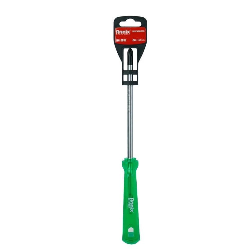 پیچ گوشتی تکی دسته کریستالی تک رنگ 150×8 چهارسو RH-2882 رونیکس