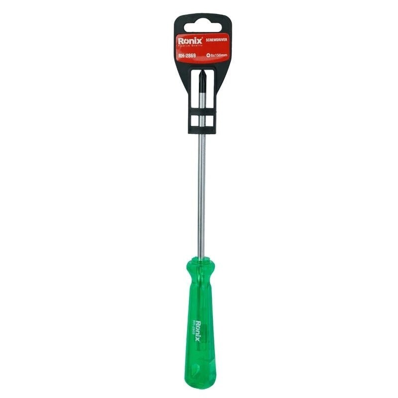 پیچ گوشتی تکی دسته کریستالی تک رنگ 150×6 چهارسو RH-2869 رونیکس