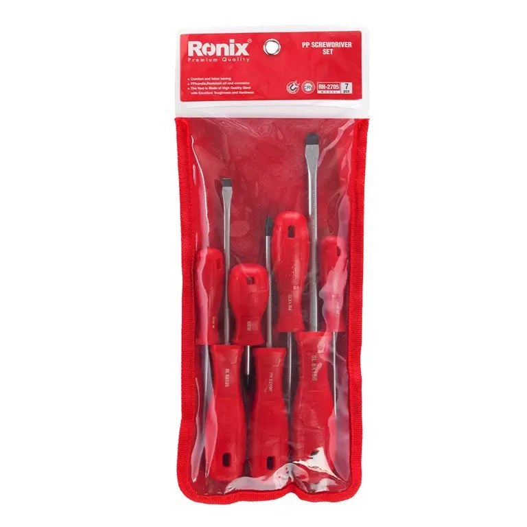 پیچ گوشتی کیفی 7 عددی دسته پلاستیکی تک رنگ RH-2705 رونیکس