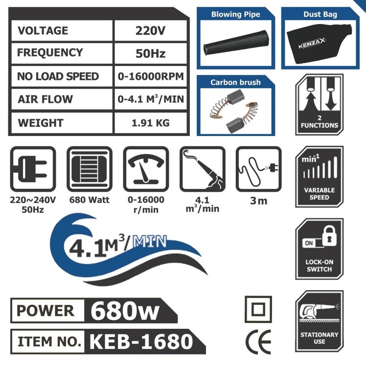 بلوور برقی 680 وات کد KEB-1680 کنزاکس