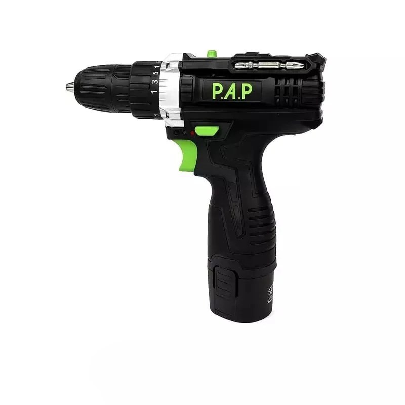 دریل شارژی 12 ولت 2 دور دو باتری کد CD1225 PAP