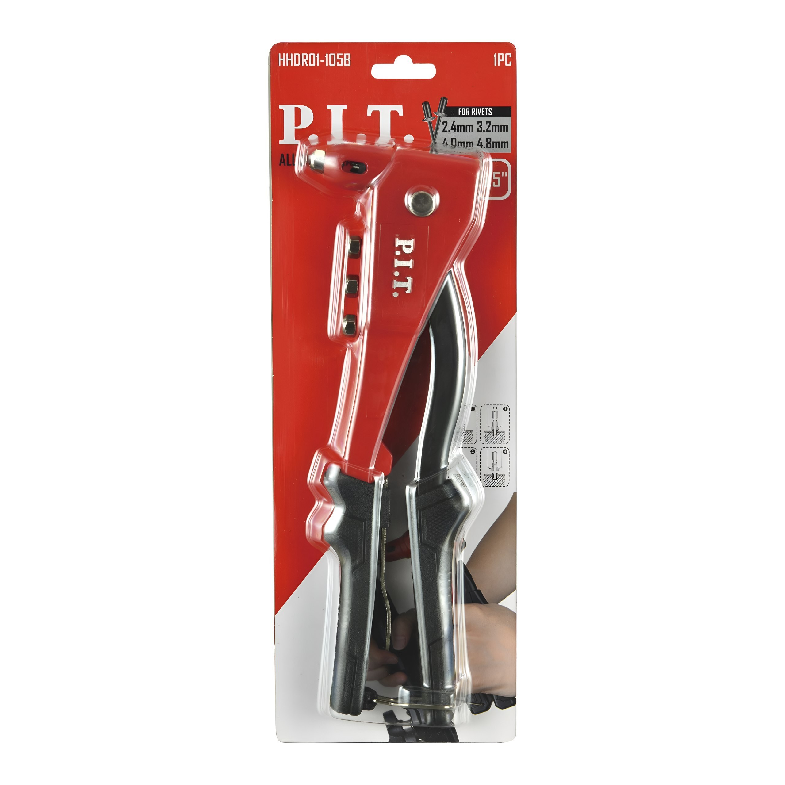 انبر پرچ آلومینیوم 10/5 اینچ کد HHDR01-105B پی آی تی